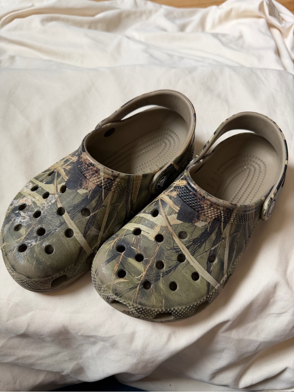 CROCS Kids Camo Green/Brown Slip-On Clogs